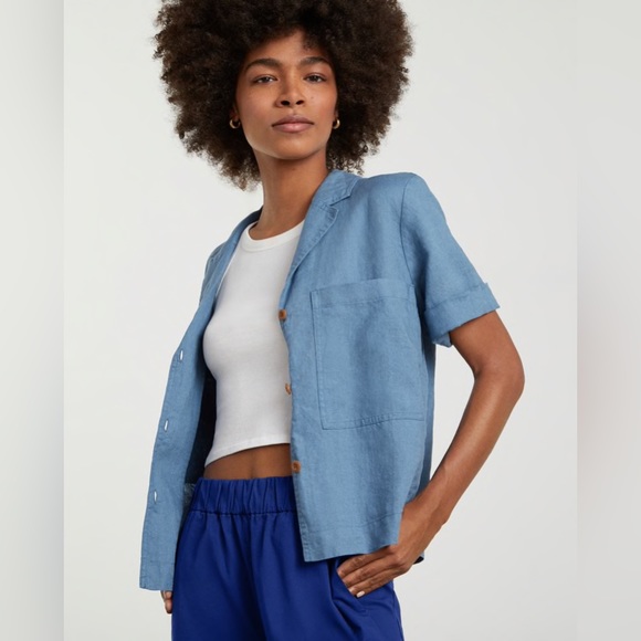 Everlane The Easy Straight Leg High Waist Pant Navy Lapis Blue Size 8 New - Picture 4 of 12